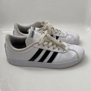 ADIDAS VL Court 2.0 Cloud White Leather Sneaker Tennis Shoes Sz 6